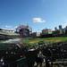 Baseball fans watch batting practice as a blue sky shines overhead before the start of Game 4 of the ALCS against the Yankees in Detroit on Thursday. 